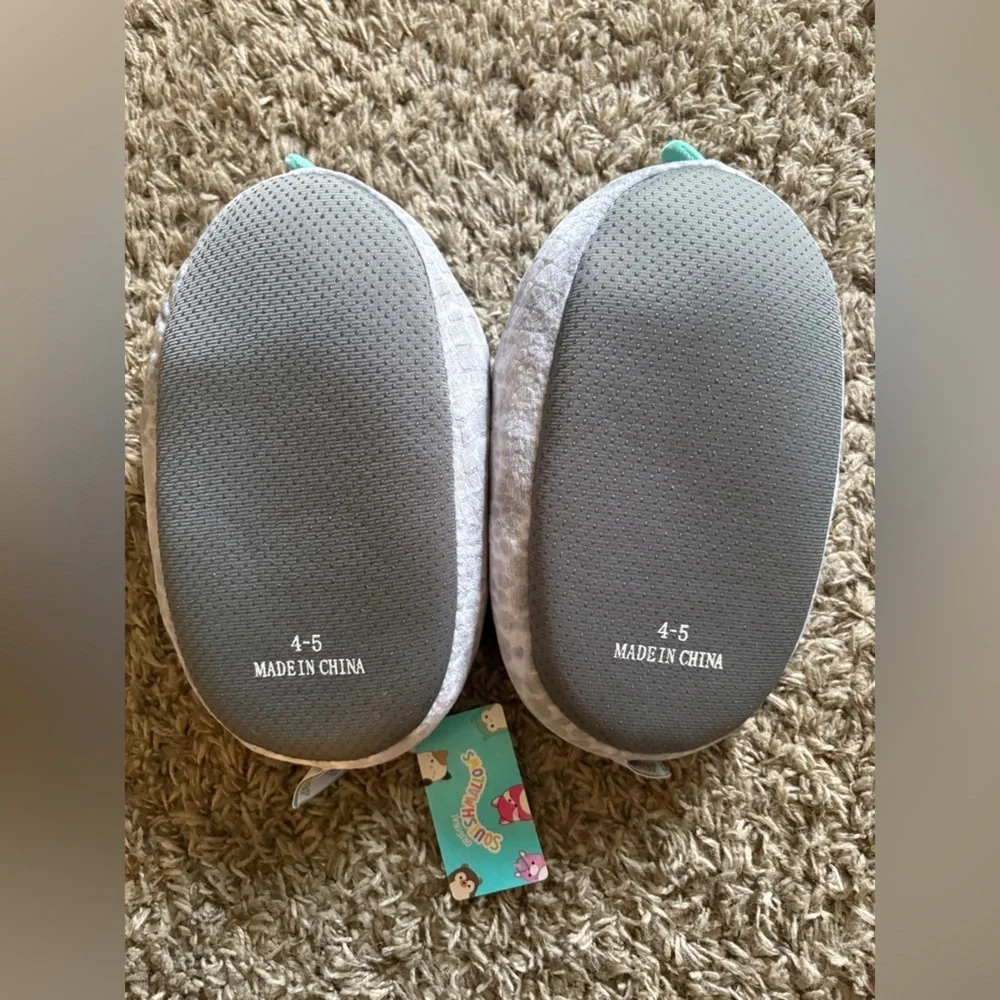 Squishmallows Gray and Teal Kids Slippers